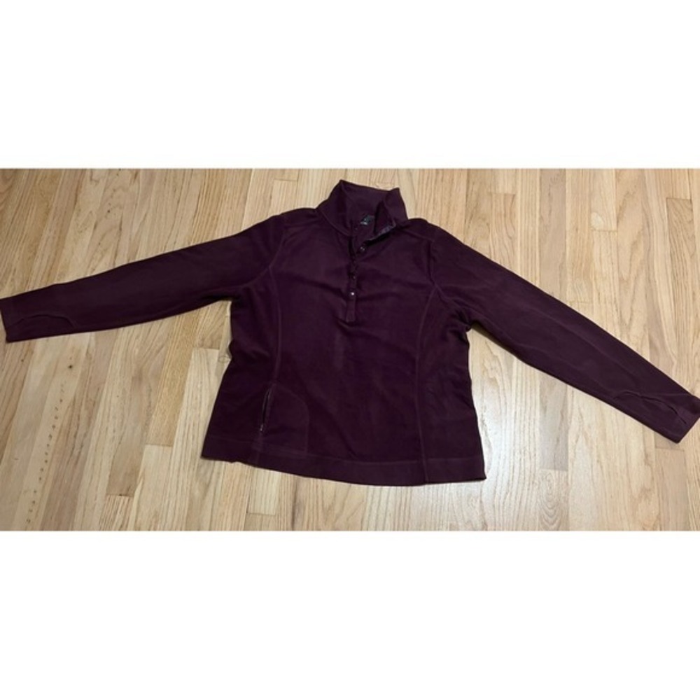Royal Robbins Womens XL Plum Purple Fleece Snap Mock Neck Pullover Thumbholes